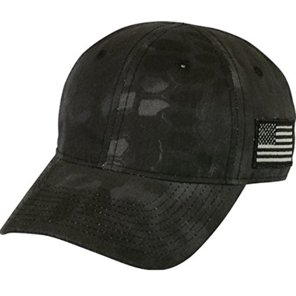 Kryptek Triphon Outdoor Tac-600  Camo Baseball Cap Black w/American flag unisex - Picture 4 of 14